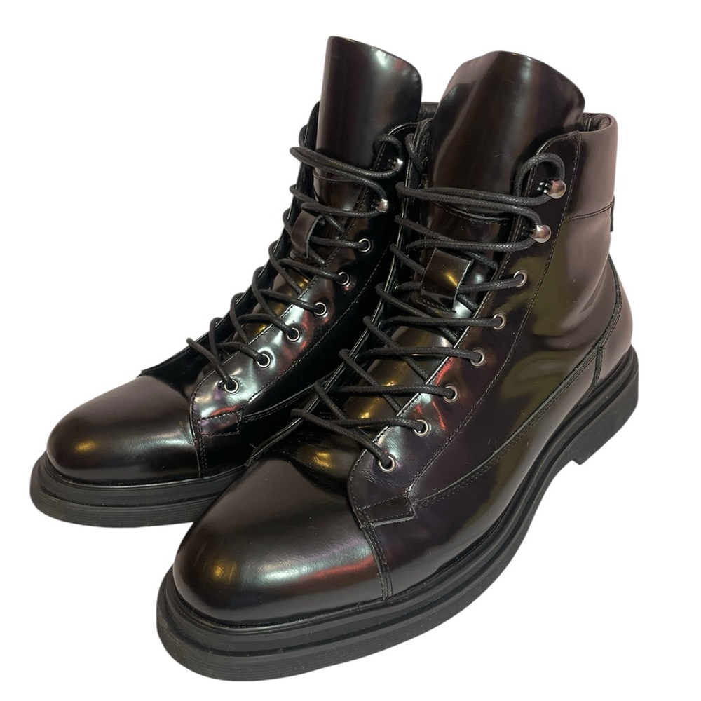 Marc Nolan Aiden Black Patent Leather Combat
Boots Mens Size 11